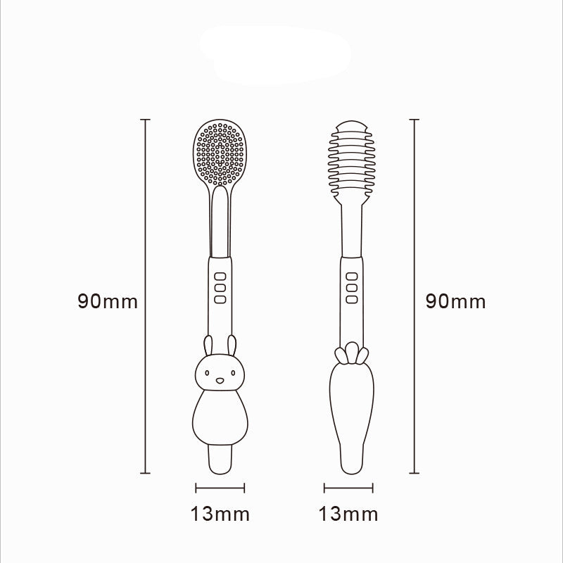 Two brushes with measurements on a white background